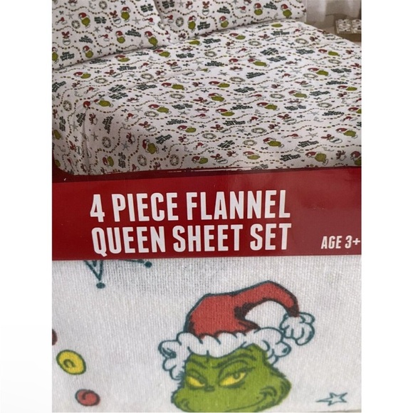 Dr. Seuss Grinch Bed Sheets Grinchmas Christmas Holiday Flannel Queen Sheet Set - Picture 9 of 10